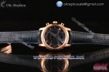 Omega De Ville Co-axial Chronograph Clone Omega 9300 Automatic Rose Gold Case with Blue Dial Roman Numeral Markers and Blue Leather Strap (EF)
