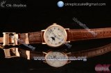 Breguet Classique Moonphase Miyota 9015 Automatic Rose Gold Case with White Dial Roman Numeral Markers and Brown Leather Strap