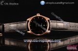 Omega De Ville Tresor Master Co-Axial Clone Omega 8801 Auto Rose Gold Case with Black Dial Stick Markers and Black Leather Strap 1:1 Origianl