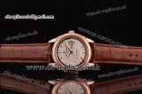 Patek Philippe Calatrava Swiss ETA 2824 Automatic Movement Two Tone Case With White Dial and Brown Leather Strap