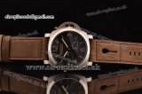 Panerai Luminor Power reserve Asia ST25 Automatic Movement Steel Case With Black Dial Stick/Nuemral Markers and Brown Leather Strap