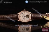 Glashutte Senator Meissen Tourbillon Swiss Tourbillon Automatic Rose Gold Case with White Dial Roman Numeral Markers and Brown Leather Strap