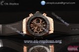 Hublot Big Bang Unico Magic Rose Gold Chrono Swiss Valjoux 7750 Auto Rose Gold Case with Skeleton Dial Stick/Arabic Numeral Markers and Black Rubber Strap 1:1 Origianl