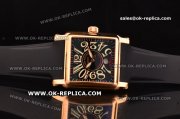 Franck Muller Conquistador Cortez 1:1 Original Swiss ETA 2824 Automatic Rose Gold Case with Black Dial and Black Rubber Strap