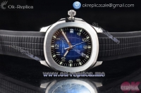 Patek Philippe Aquanaut Jumbo Swiss ETA 2824 Automatic Steel Case with Blue Dial Arabic Numeral Markers and Black Rubber Strap (BP)