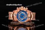 Invicta Orignial Excursion Chrono Swiss Ronda 5040 D Quartz Full Rose Gold with Blue Dial and Arabic Numeral Markers