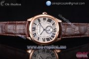 Cartier Drive de Cartier Asia ST16 Automatic Rose Gold Case with Silver Dial Roman Numeral Markers and Brown Leather Strap