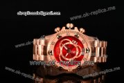 Invicta Orignial Excursion Chrono Swiss Ronda 5040 D Quartz Full Rose Gold with Red Dial and Arabic Numeral Markers