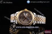 Rolex Datejust II Clone Rolex 3135 Automatic Yellow Gold/Steel Case with Gray Dial Diamonds Markers and Two Tone Bracelet (BP)