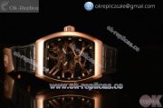 Franck Muller Vanguard Miyota Automatic Copy Tourbillon Rose Gold Case With Skeleton Dial Leather/Rubber Strap