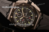 Audemars Piguet Royal Oak Offshore Chrono Clone AP Calibre 3126 Automatic PVD Case with Black Dial Green Markers and Black Rubber Strap (EF)