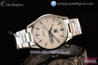 Tag Heuer Carrera Calibre 5 Swiss ETA 2824 Automatic Movement Steel Case with White Dial Stick Markers and Steel Bracelet