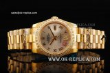 Rolex Datejust Automatic Movement Full Gold with Diamond Bezel and Silver Dial-Gold Roman Markers