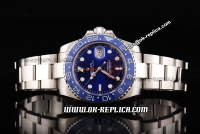 Rolex GMT-Master II Automatic Movement Silver Case with Blue Dial and Blue Ceramic Bezel-SS Strap