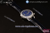 Patek Philippe Grand Complication Sky Moon Celestial Miyota 9015 Automatic Steel Case with Blue Dial Black Leather Strap and Arabic Numeral Markers (GF)