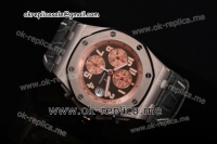 Audemars Piguet Royal Oak Offshore "Pride of Indonesia" Limited Edition Swiss Valjoux 7750 Auto Titanium Case with Black Dial Arabic Numeral Markers and Grey Leather Strap(JF)