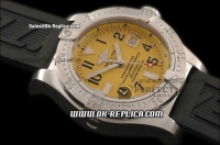 Breitling Avenger Seawolf Swiss ETA 2824 Automatic Movement Silver Case with Yellow Dial-Black Number Markers and Black Rubber Strap