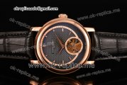 Vacheron Constantin Malte Asia Automatic Rose Gold Case with Black Textured Dial Stick Markers and Black Leather Strap