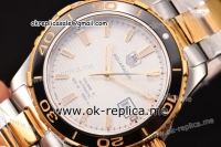 Tag Heuer Aquaracer Calibre 5 Swiss ETA 2824 Automatic Two Tone Case with White Dial Stick Markers and Two Tone Strap