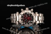 Invicta Orignial Excursion Chrono Swiss Ronda 5040 D Quartz Full Steel with Black Skeleton Dial and White Dot Markers
