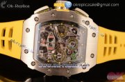 Richard Mille RM11-03 Swiss Valjoux 7750 Automatic Steel Case with Skeleton Dial Arabic Numeral Markers and Yellow Rubber Strap (KV)