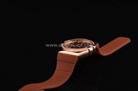 Omega Constellation Swiss ETA Quartz Rose Gold Case with Brown Dial and Brown Rubber Strap - Diamond Bezel