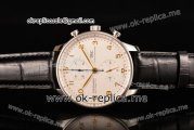 IWC Portugieser Chronograph Swiss Valjoux 7750 Automatic Steel Case with White Dial Arabic Numeral Markers and Black Leather Strap
