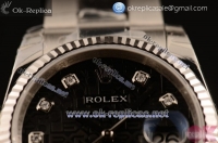 Rolex Datejust Clone Rolex 3135 Automatic Steel Case Brown Dial Stainless Steel Bracelet Diamonds Markers - 1:1 Original (MARK F)