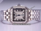 Cartier Santos Quartz Movement Silver Case with White Dial and Stainless Steel Strap