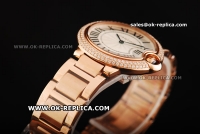 Cartier Ballon Bleu De Swiss Quartz Movement Full Rose Gold with Diamond Bezel and Silver Dial-Lady Model