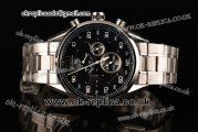 Tag Heuer Mikrograph Chrono Miyota OS10 Quartz Steel Case with Black Dial White Markers and Steel Strap