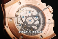 Hublot Big Bang Brown Diamond Bezel Swiss Valjoux 7750 Automatic Movement Rose Gold Case with Brown Dial and Brown Rubber Strap