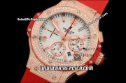 Hublot Big Bang Swiss Valjoux 7750 Automatic Movement RG Case with White Dial and RG Stick/Numeral Marker-Red Rubber Strap