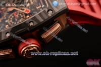 Richard Mille RM 11-02 Chrono Swiss Valjoux 7750 Automatic Carbon Fiber Case with Skeleton Dial Red Rubber Strap and Red Skeleton Markers - 1:1 Origianl