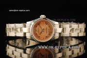 Rolex Lady Oyster Perpetual Swiss ETA 2671 Automatic Movemen Full Steel with Fluted Bezel and Orange Dial