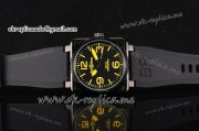 Bell & Ross 01-92 Automatic PVD Case with Black Dial and Yellow Marking-Rubber Strap