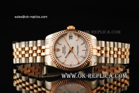 Rolex Datejust Oyster Perpetual Swiss ETA 2836 Automatic Movement Two Tone with White Dial and Stick Markers
