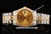 Rolex Datejust Automatic Movement Gold Dial with Diamonds Marker Gold Diamonds Bezel Two Tone Strap