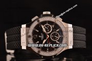 Hublot Big Bang 1:1 Original Swiss Valjoux 7750 Automatic Steel Case with Diamond Bezel and with Black Dial