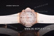 Hublot Big Bang Diamond Bezel HUB4100 Movement Rose Gold Case with White Dial and Whtie Rubber Strap - 1:1 Original