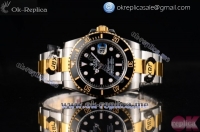 Rolex Submariner Clone Rolex 3135 Automatic Yellow Gold/Steel Case with Black Dial Dot Markers and Two Tone Bracelet - 1:1 Origianl