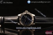 Breitling Colt II Swiss ETA 2824 Automatic Steel Case Blue Dial Stick Markers Black Leather Strap (AAAF)