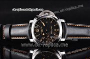 Panerai Luminor GMT PAM 531 Clone P.9003 Automatic Steel Case with Black Dial and Black Leather Strap (ZF)