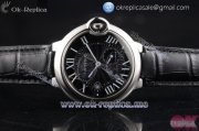 Cartier Ballon Bleu De Large Asia 2813 Automatic Steel Case with Black Dial Roman Numeral Markers and Black Leather Strap
