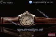 Breitling Colt II Swiss ETA 2824 Automatic Steel Case White Dial Stick Markers Brown Leather Strap (AAAF)