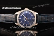 Omega Constellation Globemaster Co-Axial Master Clone Omega 8900 Automatic Steel Case with Blue Dial Stick Markers and Blue Leather Strap (KW)