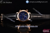 Patek Philippe Grand Complication Sky Moon Celestial Miyota 9015 Automatic Black Dial Rose Gold Case with Black Leather Strap and Arabic Numeral Markers (GF)