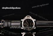 Panerai Luminer GMT PAM 586 Clone Panerai P.9000 Automatic Steel Case with Black Dial Stick/Arabic Numeral Markers and Black Leather Strap - 1:1 Original (ZF)