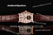 Vacheron Constantin Malte Tourbillon Swiss ST80 Tourbillon Rose Gold Case with White Dial and Brown Leather Strap (FT)