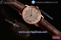 Zenith Vintage Miyota 9015 Automatic Rose Gold Case with Silver Dial Roman Numeral Markers and Brown Leather Strap (AAAF)